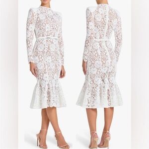 NADINE MERABI Juliette Long Sleeve Lace
Cocktail Dress In White Size 2